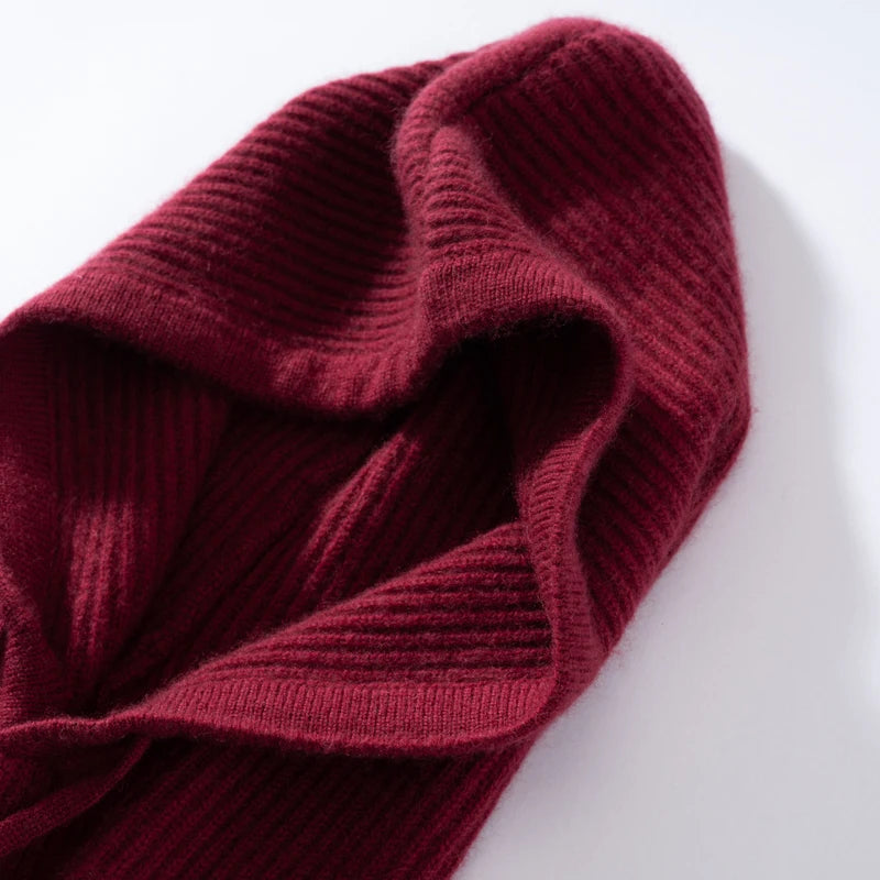 Pure Cashmere Knitted Fashion Scarf And Hat