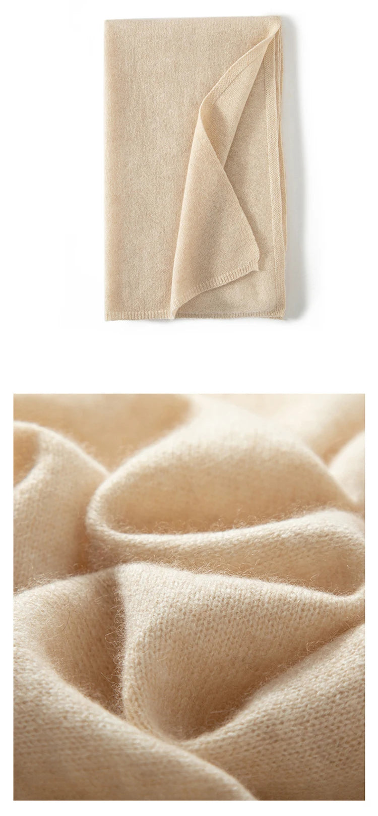 High-Quality Pure Cashmere Knitted Scarf